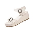 thumbnail image 6 of Xucatan Women's Platform Wedge Sandals, Round Toe Open Toe Slides with Adjustable Buckle Strap, Padded Footbed Chunky Sole Shoes, Versatile Spring Summer Beach Footwear Gift, 6 of 9