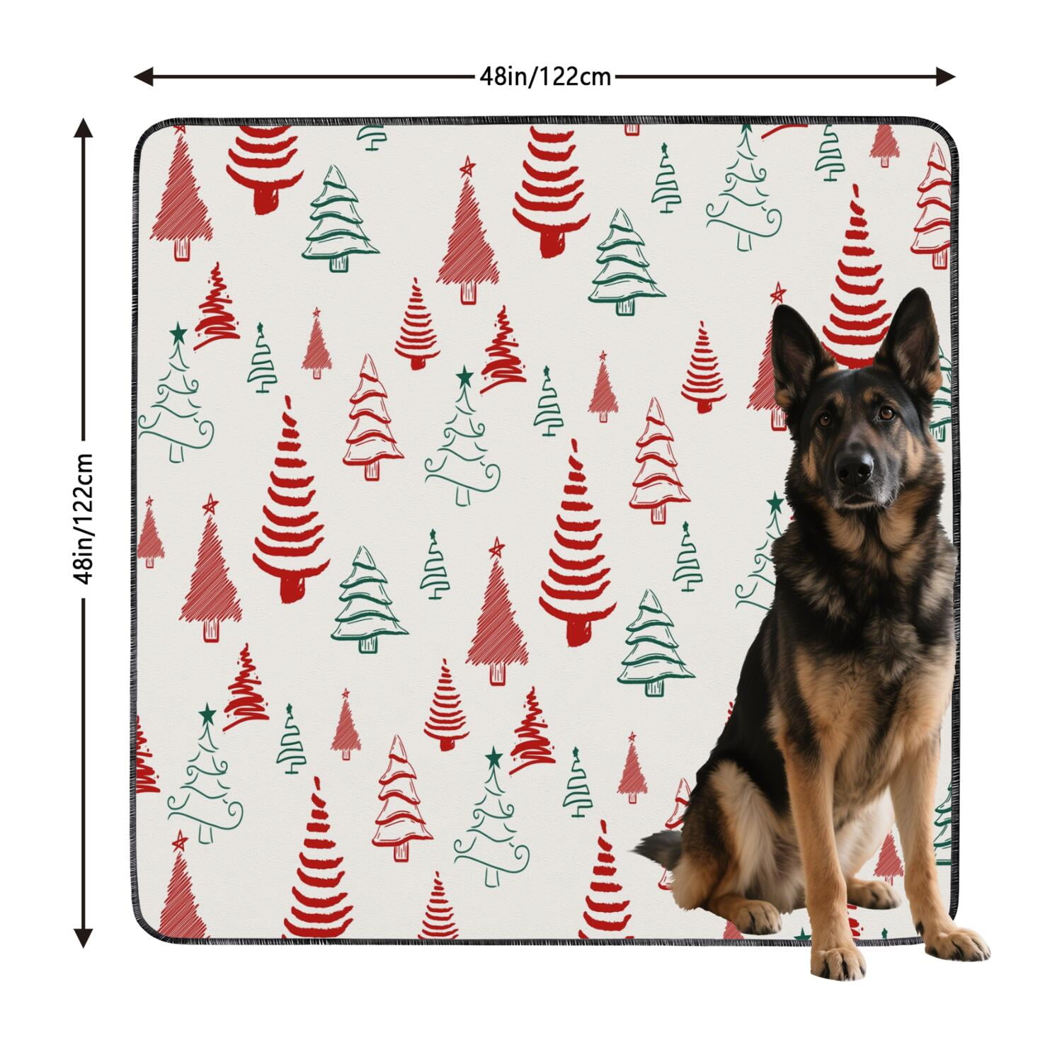 Christmas Red and Green Washable Dog Pads 48"x48" 2-Pack, Super Absorbent Reusable Puppy Pee Mats with Holiday Themes for Large Area Management