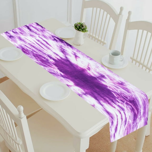 ECZJNT Purple tie dye batik table runner table cloth tea table cloth 14x72 Inch