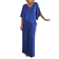 thumbnail image 1 of Yuyuzo Ensemble de Pyjama en Satin 2 Pcs pour Femmes, Manches Mi-Longues, Pantalon Grand, Pjs Doux, 1 of 6