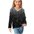 thumbnail image 6 of Auroural 3T Toddler Girl Shirts Black Girl's Long Sleeved Printed Shirt Cute V-neck Casual Shirt Top Black, 6 of 8