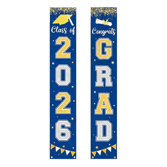 Ohufall 71x12in 2Pack 2026 Graduation Party Supplies Hanging Porch Signs Door Decor For Graduates