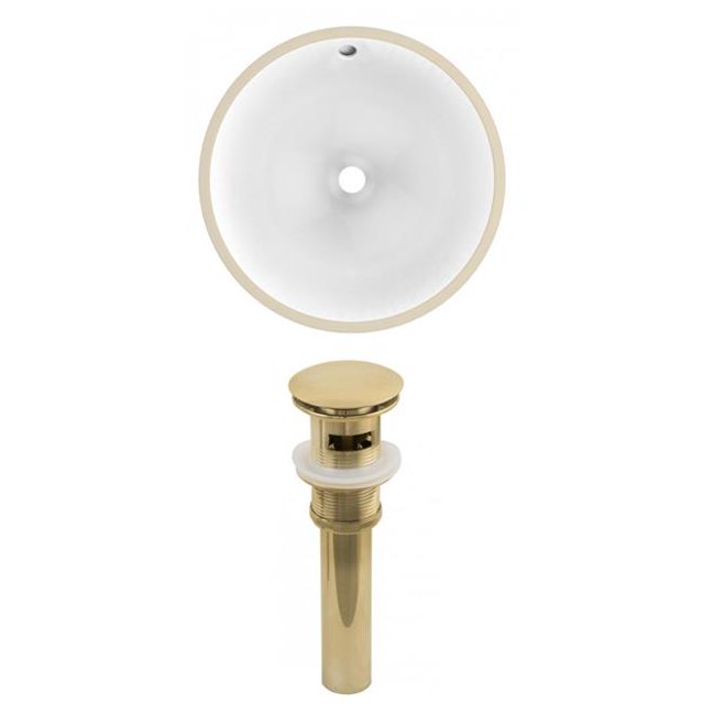 American Imaginations AI-24787 Évier Circulaire de 16,5 Po en Blanc - Or