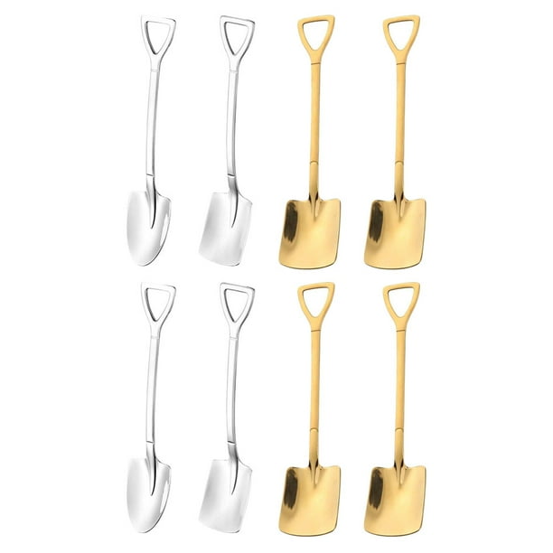 8pcs Spoons de acero inoxidable mezclando cucharas de postre cuchara (dorado, astilla)