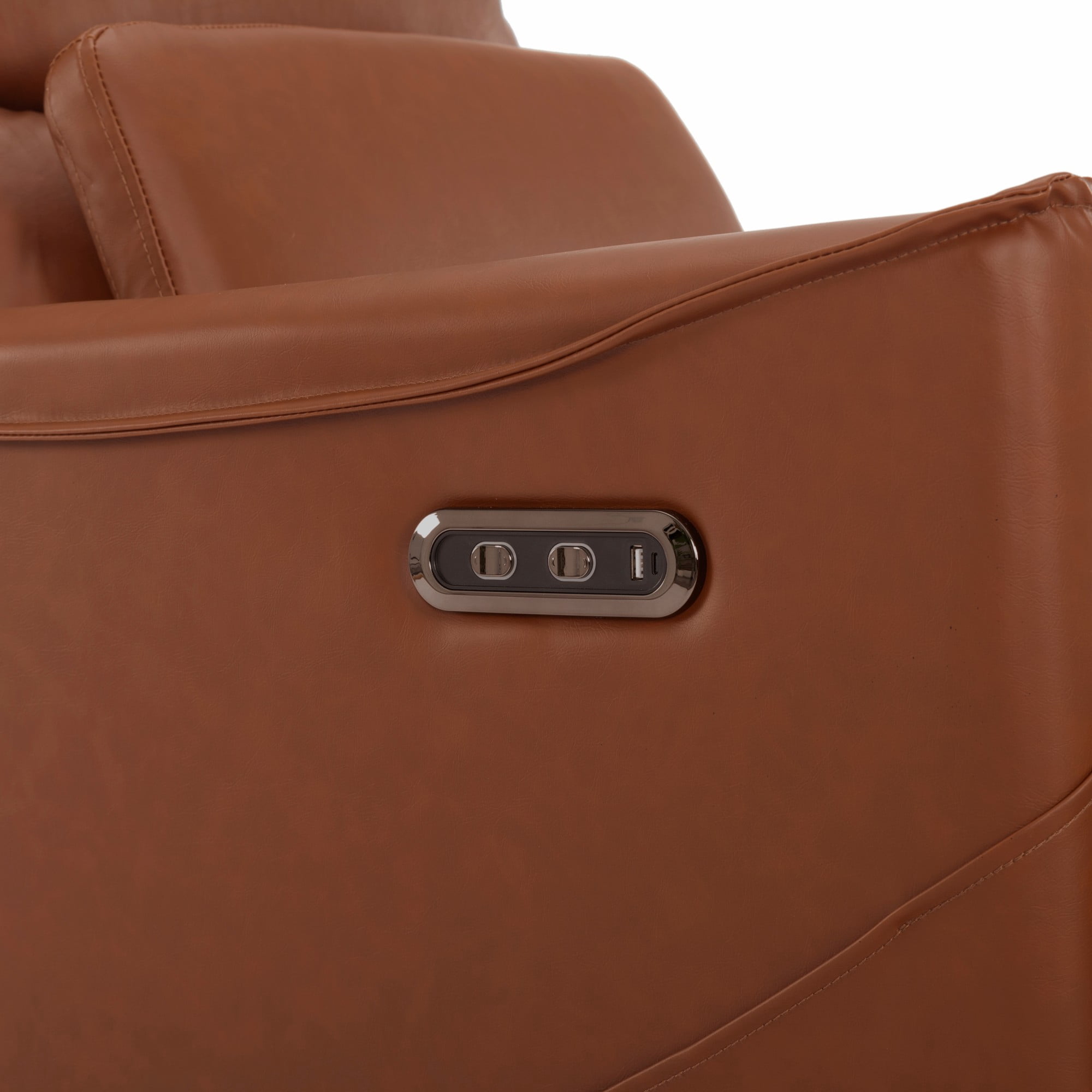 BSHTI PU Leather Electric Swivel Glider Recliner Chair with Rocking Function, Modern Comfort Seating for Living Room, Bedroom（Brown）