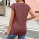 thumbnail image 5 of Camiseta de manga corta de punto acanalado para mujer 2025: camiseta con cuello redondo, mangas cubiertas con bloques de color y corte ajustado, confeccionada en tejido elástico de poliéster y span, 5 of 6