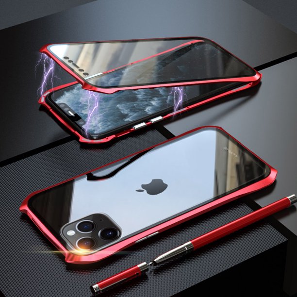 Case for iPhone 11 Metal Bumper Back & Front Glass Case Cover