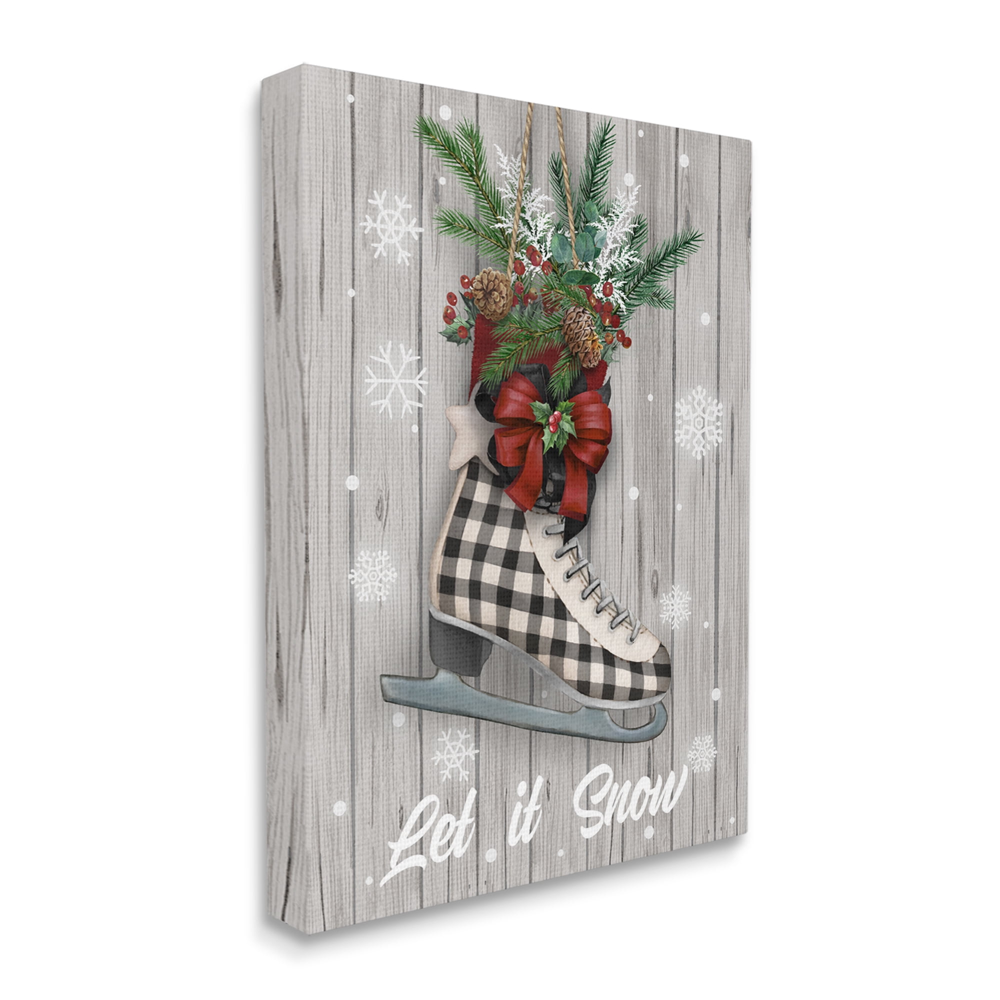 Stupell Industries Let it Snow Ice Skate Holiday Painting Gallery Wrapped Canvas Art Print Wall Art, 36 x 48