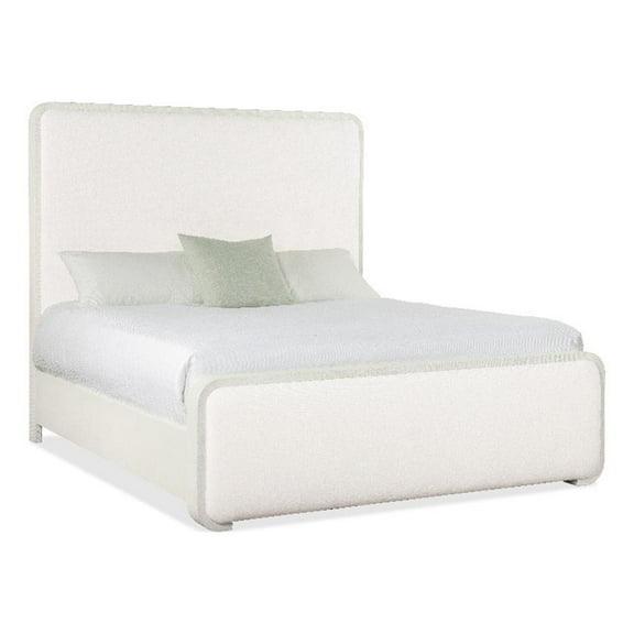Bowery Hill Modern Queen Upholstered Panel Bed in White Wood
