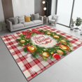 thumbnail image 2 of Area Rug Machine Washable Simple Christmas Wreath Theme, 7 X 8 ft Large Carpet Foldable for Bedroom Dining Room Home Office, Red Fade Stain Resistant Indoor & Outdoor Rugs, 2 of 7