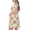 thumbnail image 2 of Gukieu Sloth Yoga Print Women's Short Sleeve Dress, Elastic Waistband A-line with Pockets Summer Dress, Suitable for Daily Leisure, Work, Vacation, 2 of 6