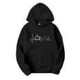 thumbnail image 1 of Gibobby Sudadera ligera con cremallera Sudadera de manga larga con estampado de electrograma casual para mujer Sudadera con capucha Top （Negro， XXL), 1 of 2