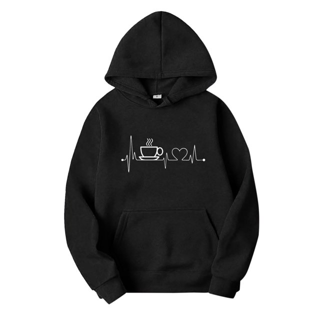 Gibobby Sudadera ligera con cremallera Sudadera de manga larga con estampado de electrograma casual para mujer Sudadera con capucha Top (Negro, XXL)