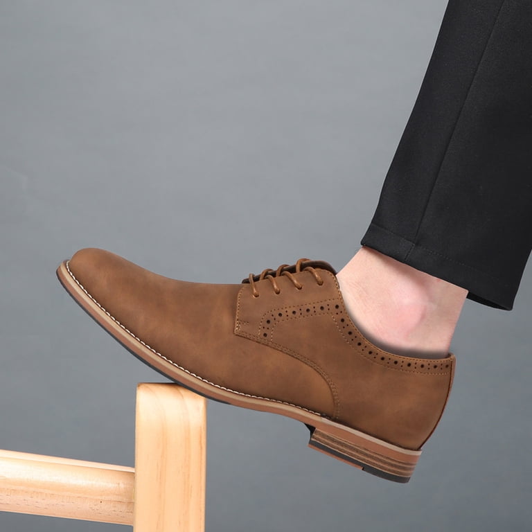 BIGTREE Mens Brown Lace up Dress Shoes Casual Oxford Leather  display picture 3