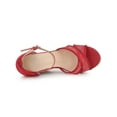 thumbnail image 4 of BLISSFUL STEP Women's Espadrille Wedge Heel Wedge Sandals Red 9, 4 of 8