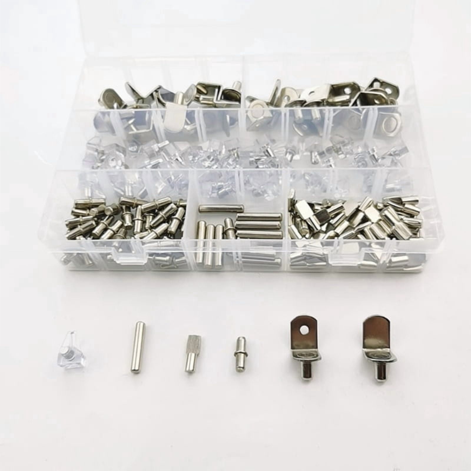 160pcs 6 Styles Cabinet Shelf Support Bracket Pegs Assortment Kit Furniture Bookcase Pins Clips Holder Hardware Tools for Shelf Holes on Cabinets