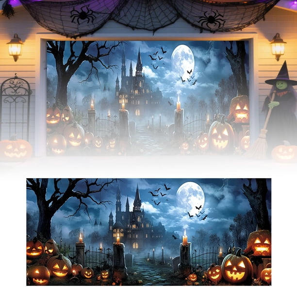 Banderas Decorativas De Halloween Para Garaje, Exterior E Interior, Artículos Para Fiestas, Letrero Decorativo Con Temática De Calabazas Y Murciélagos Terroríficos