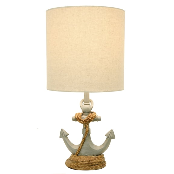 Decor Therapy Anchor Resin Accent Lamp, 40W, 8x8x16 Inches, Antique Ice Blue