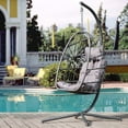 Hanging Wicker Egg Chair with Stand and Gray Cushion, Heavy Duty