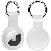 ACE Silicone Case Compatible for AirTag (2021) 2 Pack, Flexible Soft Anti-Scratch Shockproof Protective Full Body Air Tag Skin Cover with Keychain Carabiner for AirTag Finder, White