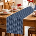 thumbnail image 5 of Navy Blue Geometric Table Runner - 48 Inch Long Modern Pure Color Abstract Striped Cotton and Linen Blended Dress Scarves Farmhouse Table Runner for Kitchen Dining, Coffee Table, 13" x 48", 5 of 8
