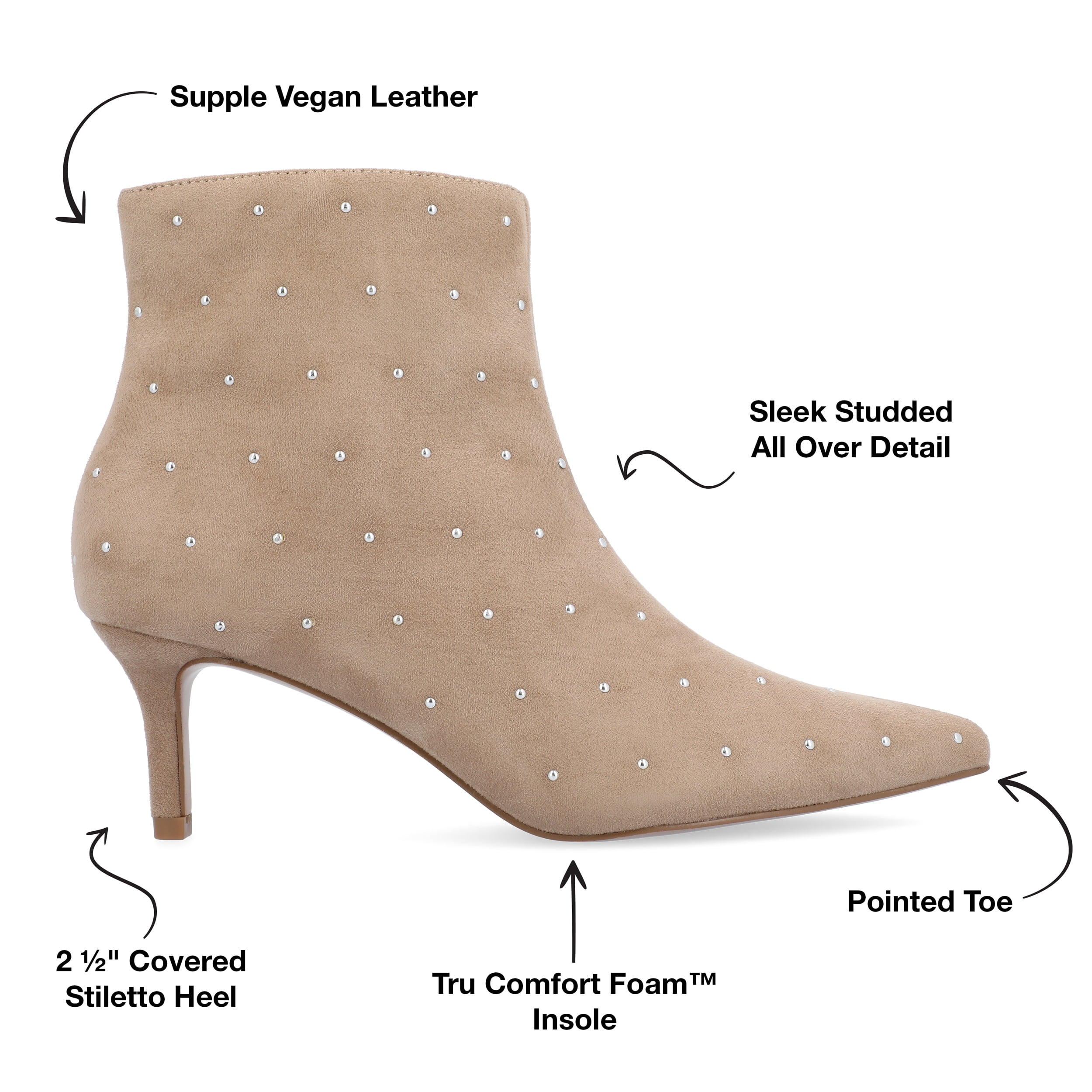 Journee Womens Rossia Inside Zip Kitten Heel Booties
