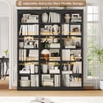 thumbnail image 6 of Homfa 18-Cube Bookcase and Bookshelves, 71.2" Triple Width 6 Tier Freestanding Arch Library Cabinet for Home Office Living Room, Black Bark Texture, 6 of 9