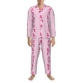 thumbnail image 3 of Junzan Pink Scarf Snowman for Men's Long Sleeve Pajama Set,Button-Front 2Pjs for Men Long Sleeve Mens Sleepwear 2 Piece Sleepwear Loungewear Sets-XX-Large, 3 of 7