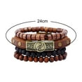 thumbnail image 6 of Besufy 4 Pcs/Set Women Bracelets Vintage Men Wood Bead Leather Bracelet Adjustable Rope Jewelry, 6 of 8