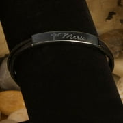 Personalized Inspirational Leather Bracelets with Engraved Cross