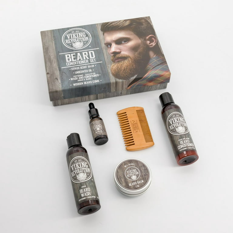 Viking Revolution Beard Wash and Beard Conditioner for Men with Argan Oil  and Jojoba Oil - Beard