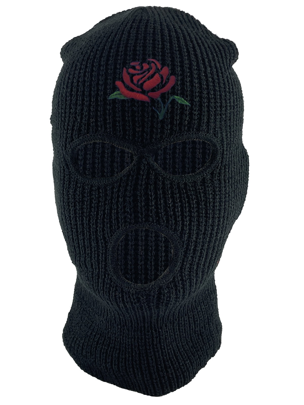 Gravity Threads Red Rose Embroidery 3Hole Ski Mask Black