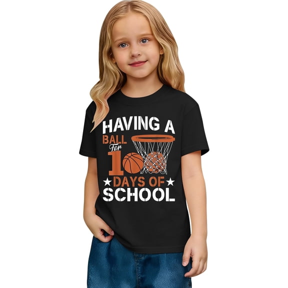 Girls Short Sleeve Tops Casual Crewneck Loose Fit Shirt Girls Summer Tops Size 7-8 Graphic Tee Shirts Toddler Kids Clothes Size 8-9 Years,2-Black