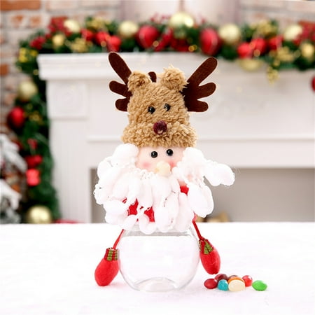 

WMYBD Toys Gifts Kids Toys 2 In 1 Christmas Candy Jars Home Holiday Decor Clear Plastic Cookie Jar With Snowman Santa Sweet Gift Box Bottle Holder