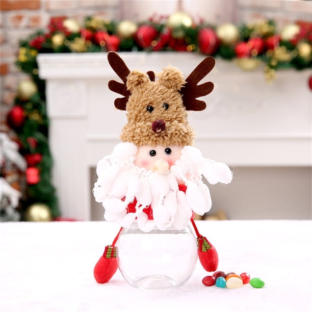 Frascos de Dulces Navideños XWSHYW 2 En 1 Decoración Navideña Tarro Plástico Transparente