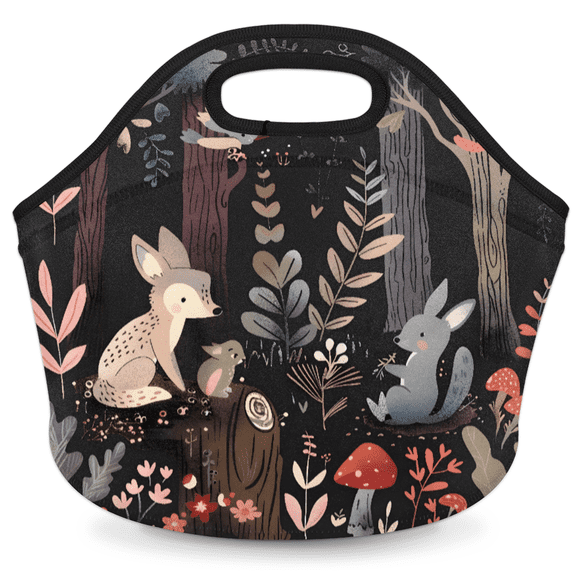 Herdesigns Jungle Cute Animals Insulated Neoprene Lunch Bag for Women Men Lunch Box Washable Reusable Lunch Tote Lightweight Lunch Handbag for Work Outdoor Picnic