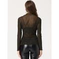 thumbnail image 4 of Camisa de malla brillante Allegra K Gilitter para mujer Oro Negro M, 4 of 5