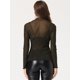 thumbnail image 4 of Camisa de malla brillante Allegra K Gilitter para mujer Oro Negro M, 4 of 5