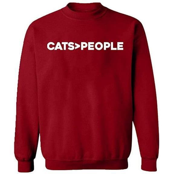 Unisex Crewneck Sweatshirt, Cats>People, Slim Fit, Long Sleeve Sweater - Antiquee Cherry Small