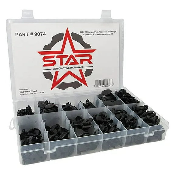 Car Door Trim Panel Clips Kit Set A (240 Pieces) 12 Types of Clips, Bumper Push Fastener Rivet Clips, Expansion Screws Replacement Kit - 9074