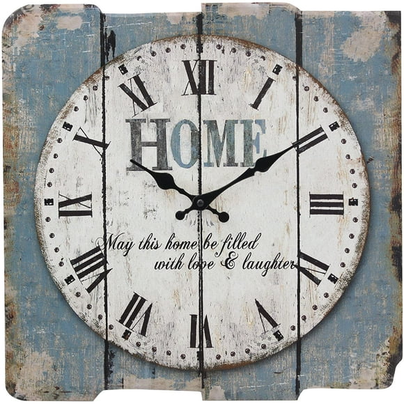 Stonebriar Horloge Murale Carrée Blanche 15 Pouces Bleue Portée