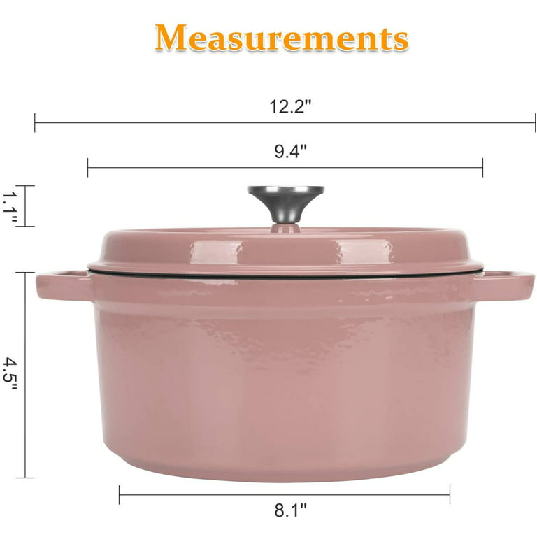Dutch Oven Pink,Enameled Cast Iron Dutch Oven with Lid, 4 Quart Round  Nonstick Enamel Cookware Crock Pot,Dutch Oven with Dual Handle and Cover  Casserole Dish 8.66 Inch 