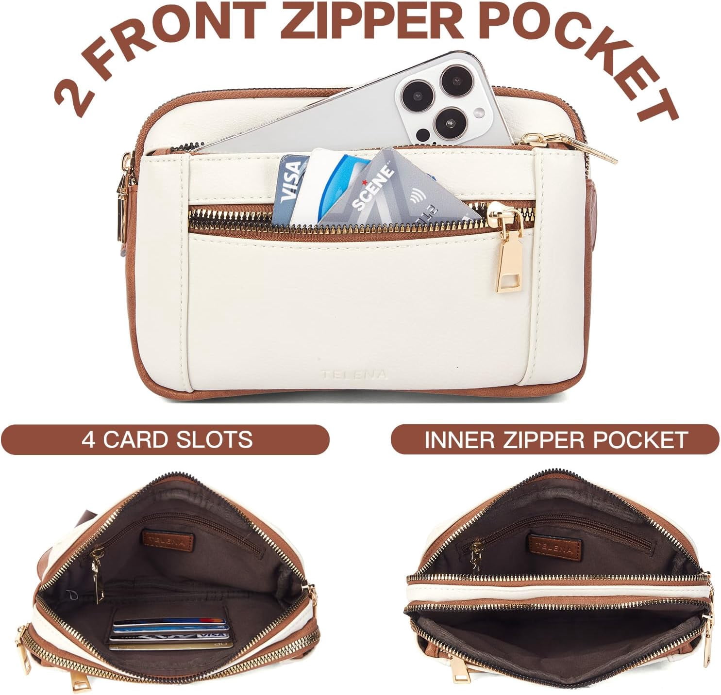 Fanny Packs for Women Cross Body Bag Leather Belt Bag Fashionable Waist Bag with Adjustable Strap Beige Brown