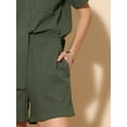 thumbnail image 5 of DARING DIVA 2 Pcs Women's Cotton Button Down Shirt Lounge Beach Short Sets L Army Green, 5 of 6