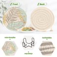 thumbnail image 4 of 6 Pcs Drink Coasters Sets with Holder Pads Cotton Cup Heat-Resistant Hot Mats for Table Protection Palm Leaf, 4 of 7