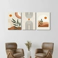 thumbnail image 5 of Boho Wall Art Sef of 3, Mid-Century Modern Prints, Neutral Geometric Boho Wall Decor Sun Moon Palm Leaf Beige Green Canvas Artwork, Minimalist Boho Poster Paintings for Bedroom Living Room (12" X 16"), 5 of 6
