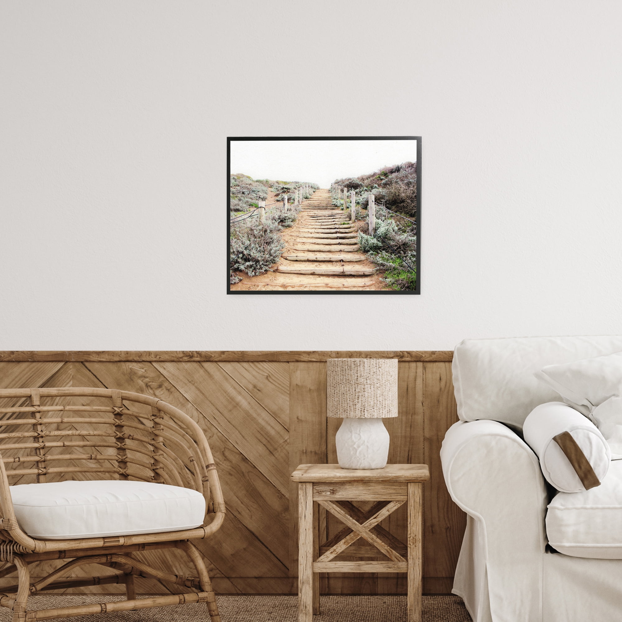 Wooden Stairway to Heaven Black Framed Giclee Art, design by Leah Noel Art