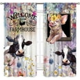 thumbnail image 3 of Farmhouse Kitchen Curtains, Rustic Farm Animals Wild Flower Printed Pig Cow Floral Patterned Rural Country Style Window Curtains for Cafe Bedroom Living Room 2 Panels, 42"x63" Inch, 3 of 6