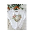 thumbnail image 1 of Women's Floral Heart Print Casual T-Shirt - 100% Cotton Breathable Round Neck Short Sleeve Top for Spring/Summer, Vibrant Botanical Design, american Women's Fashion, Ladies T Shirts, Comfortable Fit, 1 of 7
