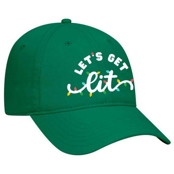 Womens Christmas Hat Let's Get Lit Christmas Lights Dad Hat Baseball Cap-Kelly Green